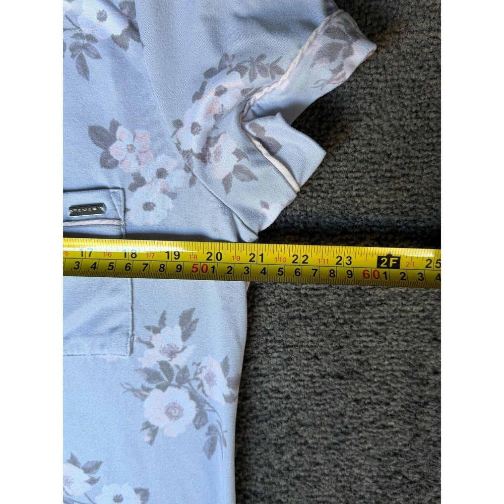 Tahari Womens Floral Pajama Top Blue Short Sleeve Button Up WA3577-023-TSA Large - Picture 5 of 7